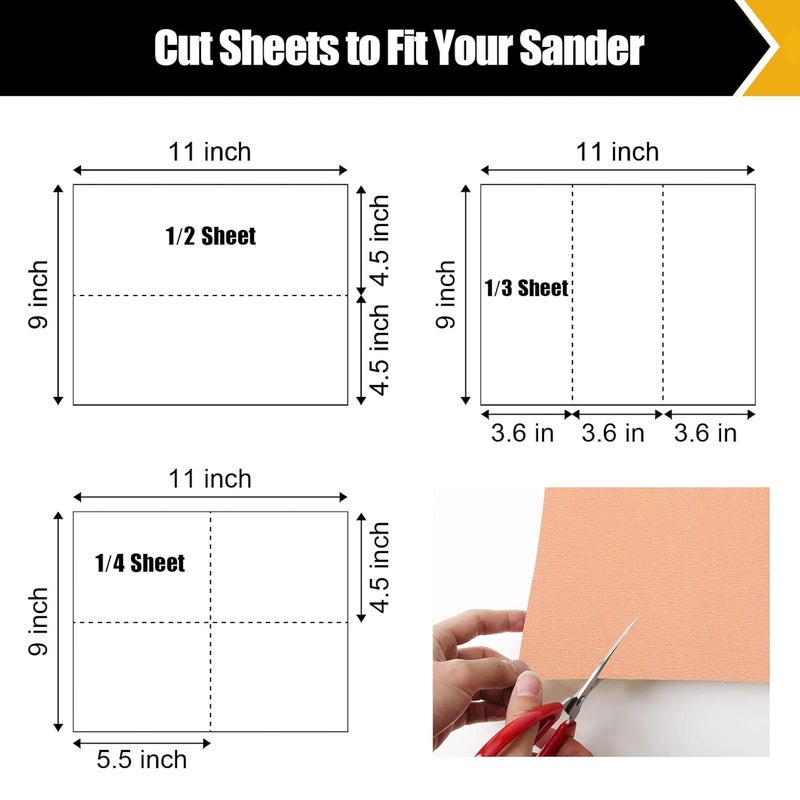 BOSHCRAFT 120 Grit Sandpaper Set - Assortment for Wood & Metal - 9" x 11" Sheets, 12 Sheets - Image 5